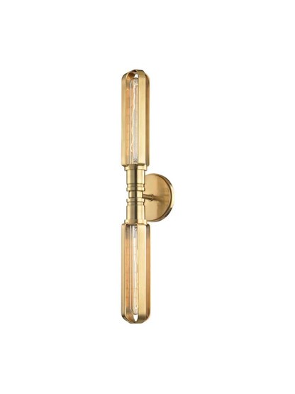 Red Hook 2-Light Wall Sconce in Aged Brass.
